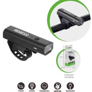 SPARCO Fanale Anteriore per Bici con Indicatore Batteria Scarica in Metallo
