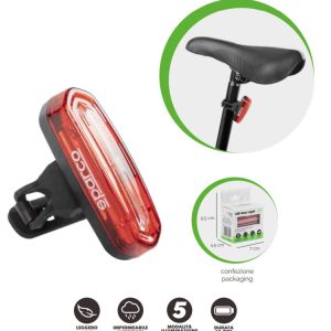 SPARCO Fanale Posteriore a Led Ricaricabile per Bici Impermeabile con 5 funzioni