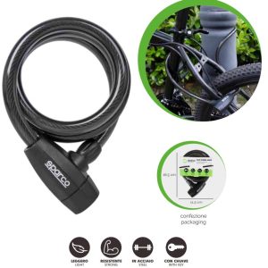 SPARCO Lucchetto Catena in Acciaio a Spirale per Biciclette Monopattini 1,2 x 120cm