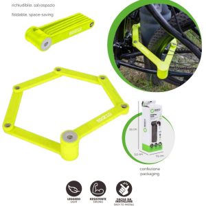SPARCO Lucchetto Pieghevole Salvaspazio Resistente per Biciclette con Chiave
