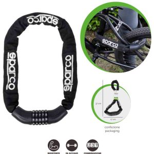 SPARCO Lucchetto Antifurto con Codice per Bici Moto Monopattini 6x100cm