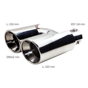 Terminale di Scarico Doppio Cromato Ø 37>59mm. L.250mm Simoni Racing
