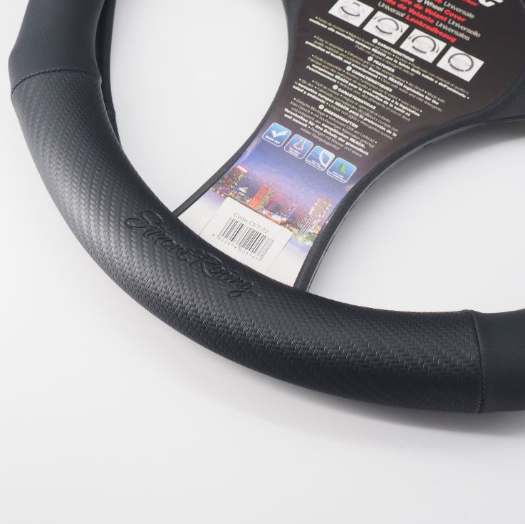 Coprivolante Race in Ecopelle Nera con Inserti Carbon Look Volanti Ø37/39 Simoni Racing - immagine 2