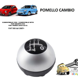 Per Fiat 500 Abarth Pomello per Leva del Cambio Nero/Silver Simoni Racing