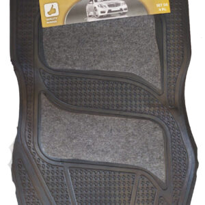 Set Completo 4 Tappetini per Auto in Gomma e Moquette Universali Modello Rally