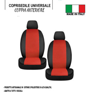 Coppia Coprisedili Auto Universali Be Color Rosso Produzione Artigianale di Alta qualità