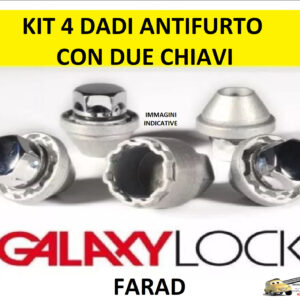 Per Lancia Flavia dal 2012 Kit Dadi Antifurto Galaxy Lock Farad per Cerchi in Lega Originali