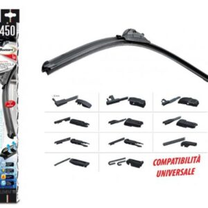 Per Alfa Romeo Giulietta dal 2010 Coppia Spazzole Tergicristallo Flat 550/450mm con 11 Elementi Bottari