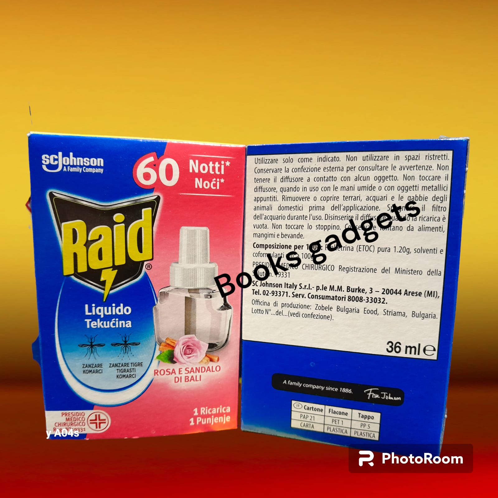 10 pezzi Raid ROSA E SANDALO DI BALI Ricarica Liquida per Diffusore Zanzare Tigre Comuni 60 Notti