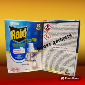 9 pezzi Raid Family Lavanda Ricarica Liquida per Diffusore Zanzare Tigre Comuni 60 Notti