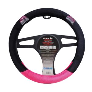 Coprivolante Pussycat Nero/Rosa in Microfibra con strass per Volanti Ø37-39 Simoni Racing
