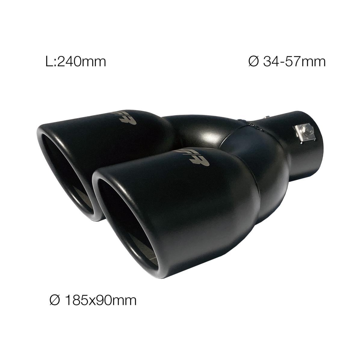 Terminale di Scarico Doppio Inclinato Acciaio Inox Nero Ø Entrata da 34 a 57mm Simoni Racing