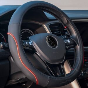 Coprivolante Pretty Black Ecopelle Nero Inserti Rossi per Volanti Ø37-39 Simoni Racing