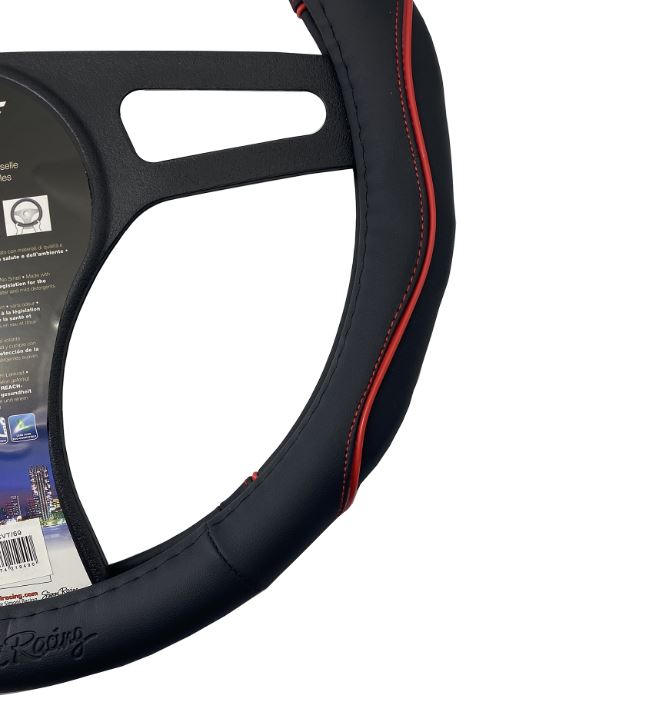 Coprivolante Pretty Black Ecopelle Nero Inserti Rossi per Volanti Ø37-39 Simoni Racing - immagine 2