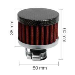 Mini Filtro Aria Conico in Cotone Rosso e Carbon Look 60x50mm Simoni Racing