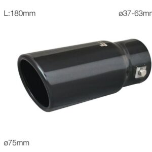 Terminale Singolo Rotondo Inclinato Acciaio Inox Nero Entrata Ø37>63 Simoni Racing