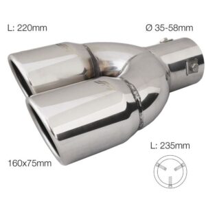 Terminale Rotondo Doppio Inclinato Disassato Acciaio Inox Entrata Ø35-58 Simoni Racing