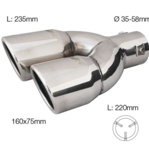 Terminale Rotondo Doppio Inclinato Disassato Acciaio Inox Entrata Ø35-58 Simoni Racing