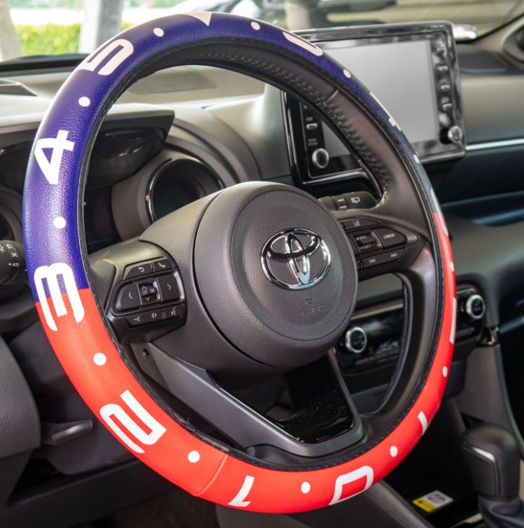Coprivolante Clock in Ecopelle Rossa/Blu per Volanti Ø37-39 Simoni Racing