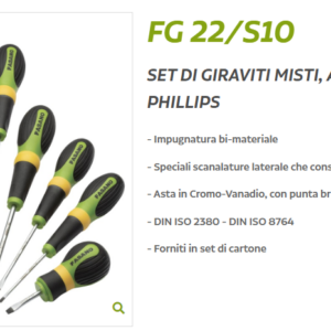 Set 10 Giraviti Cacciaviti Misti Intaglio/Croce Asta Cromo-Vanadio con punta Magnetizzata