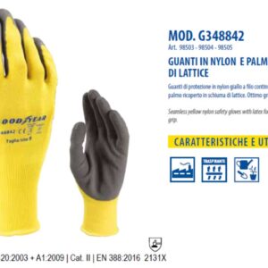Guanti Protettivi Lavoro in Lattice con supporto in Nylon Aumenta il grip Tg.10 (XL)