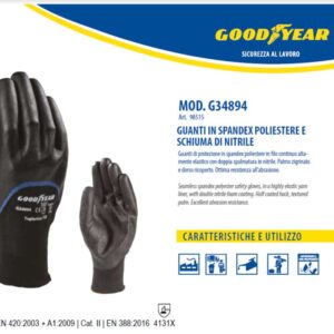 Guanti Protettivi Lavoro Schiuma di Nitrile Doppia Spalmatura Palmo Zigrinato Tg.10 (XL)