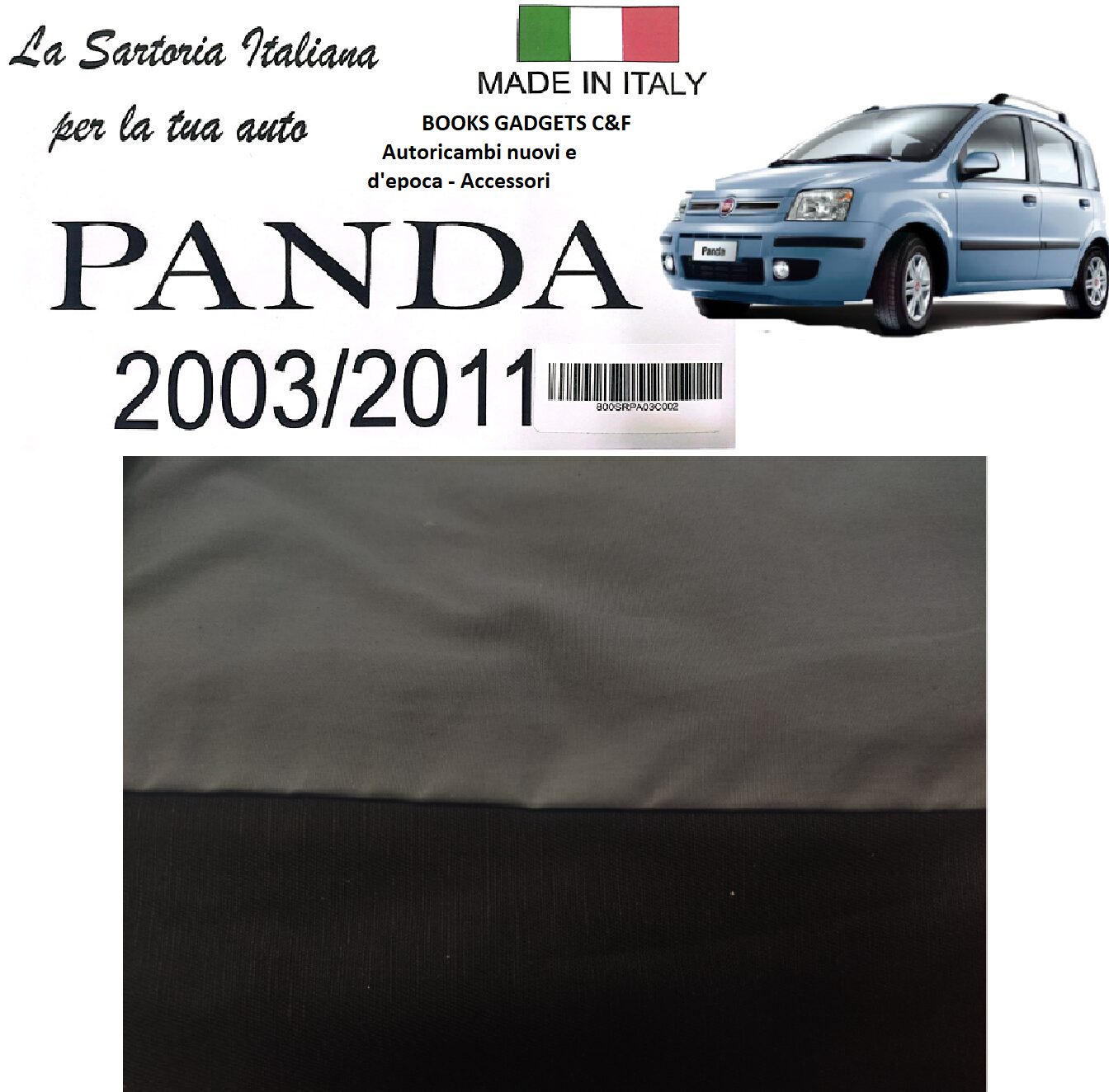 Per Fiat Panda 2003-2011 Serie Fodere Coprisedili Grigio/Nero Ant-Post. Made in Italy