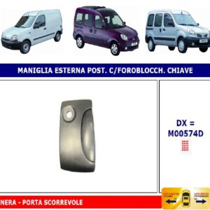 Per Nissan Kubistar dal 2004 Maniglia Esterna Porta Scorrevole Posteriore Dx Nera C/Foro