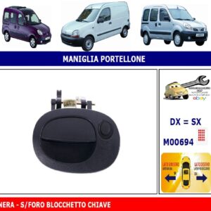 Per Nissan Kubistar dal 2004 Maniglia Esterna Portellone Dx=Sx Senza Foro Nera