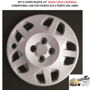 Per Fiat Punto Elx 5p dal 1999 Set 4 Copricerchi 14" Argento Coppe Ruota Borchie