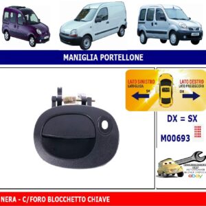 Per Nissan Kubistar dal 2004 Maniglia Esterna Portellone Post. Sx=Dx Nera C/Foro