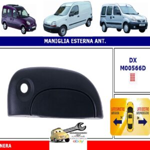 Per Nissan Kubistar dal 2004 Maniglia Esterna Apriporta Dx Nera C/Foro Blocchetto