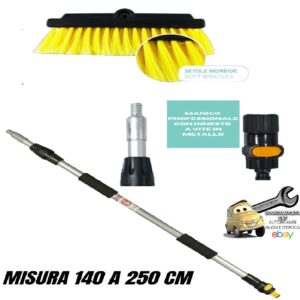 Idrospazzola con Manico da 140-250 cm Prowach per Lavaggio Camper Furgoni Auto