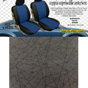 Coppia Coprisedili Anteriori Universali Accoppiati Grigio Scuro Made in Italy