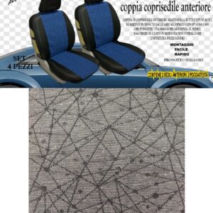 Coppia Coprisedili Anteriori Universali Accoppiati Grigio Chiaro Made in Italy