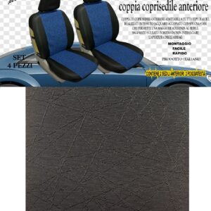 Coppia Coprisedili Anteriori Universali Accoppiati NERO Made in Italy