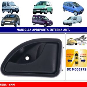 Per Nissan Kubistar dal 2004 Maniglia Interna Apriporta Anteriore Sx Nera 6mm
