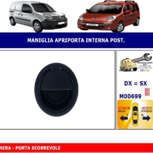 Per Renault Kangoo 02/2008-10/2012 Maniglia Interna Porta Scorrevole Nera Dx=Sx