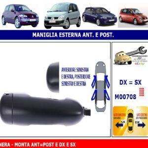 Per Renault Megane 01/2006-09/2008 Maniglia Esterna Apriporta Anteriore Dx Nera