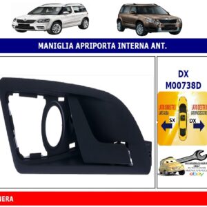 Per Skoda Yeti dal 11/2013 Maniglia Apriporta Interna Anteriore Dx Nera