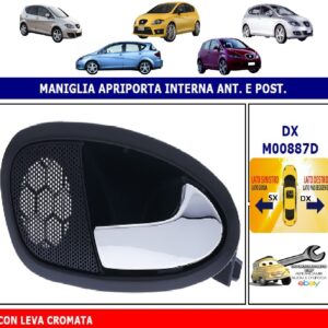 Per Seat Altea dal 05/2009 Maniglia Interna Apriporta Posteriore Dx Leva Cromata