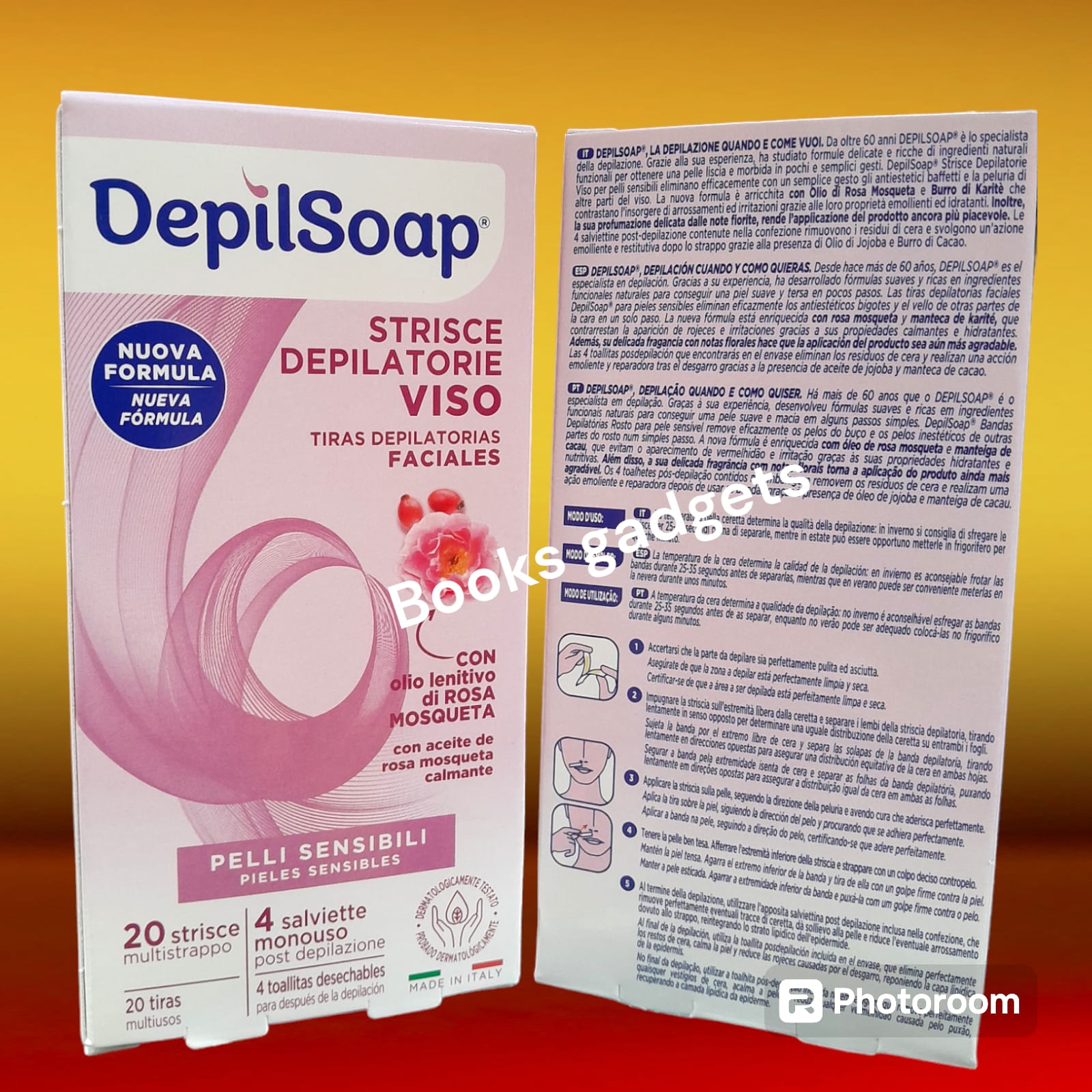 11 Confezioni Depilsoap (220 Strisce Depilatorie + 44 Salviette) VISO per Pelli Sensibili