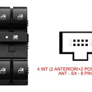 Per Fiat Idea 10/2003 12/2012 Blocco Pulsantiera Anteriore Sx C/Blocco Int. Porta 8pin