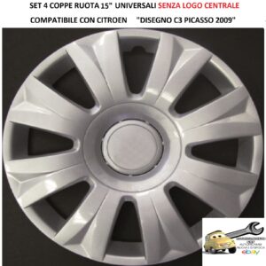 349 489.15 SET COPRICERCHI 15" DISEGNO CITROEN C3 PICASSO 2009
