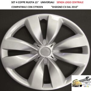 349 495.15 COPRICERCHI 15" PER CITROEN C3 DAL 2010 SENZA LOGO
