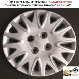 349 705.14 COPRICERCHI 14" PER LANCIA Y ELEFANTINO BLU DAL 2000 SENZA LOGO
