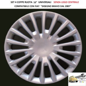 349 735.16 COPRICERCHI 16" PER FIAT BRAVO DAL 2007 SENZA LOGO