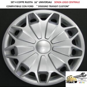 349 822.16 COPRICERCHI 16" PER FORD TRANSIT CUSTOM SENZA LOGO