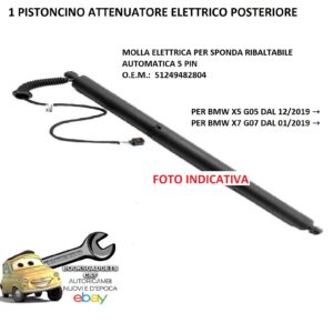 969 EBM106 PISTONCINO ELETTRIC0 PER SPONDA RIBALTABILE AUTOMATICA 5 PIN PER BMW X5 G05 E BMW X7 G07