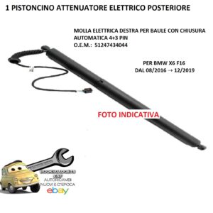 969 EBM102-R PISTONCINO ELETTRICO BAULE POSTERIORE DX CON CHIUSURA AUTOMATICA 4+3PIN PER BMW X6 F16 DAL 08/2016-12/2019